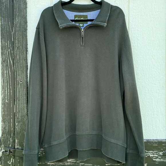Eddie Bauer SweaterGreen Cotton Quarter Zip - Picture 1 of 9